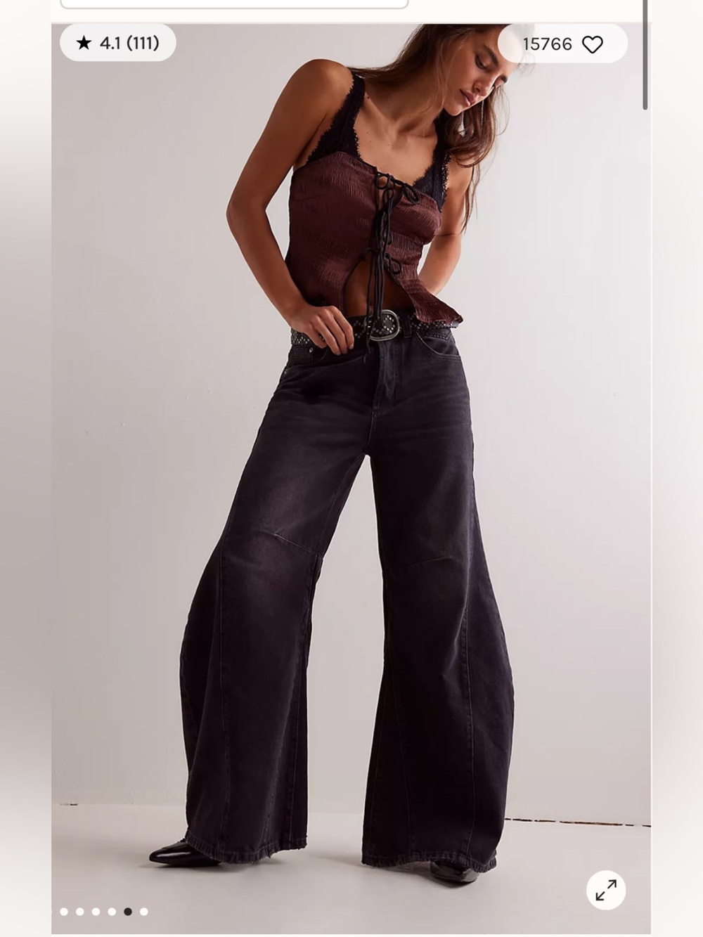 Free People Black Wide-Leg High-Rise Jeans - Picture 3 of 6
